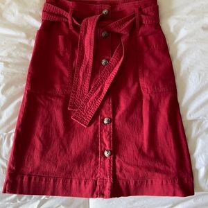 Loft red jean skirt